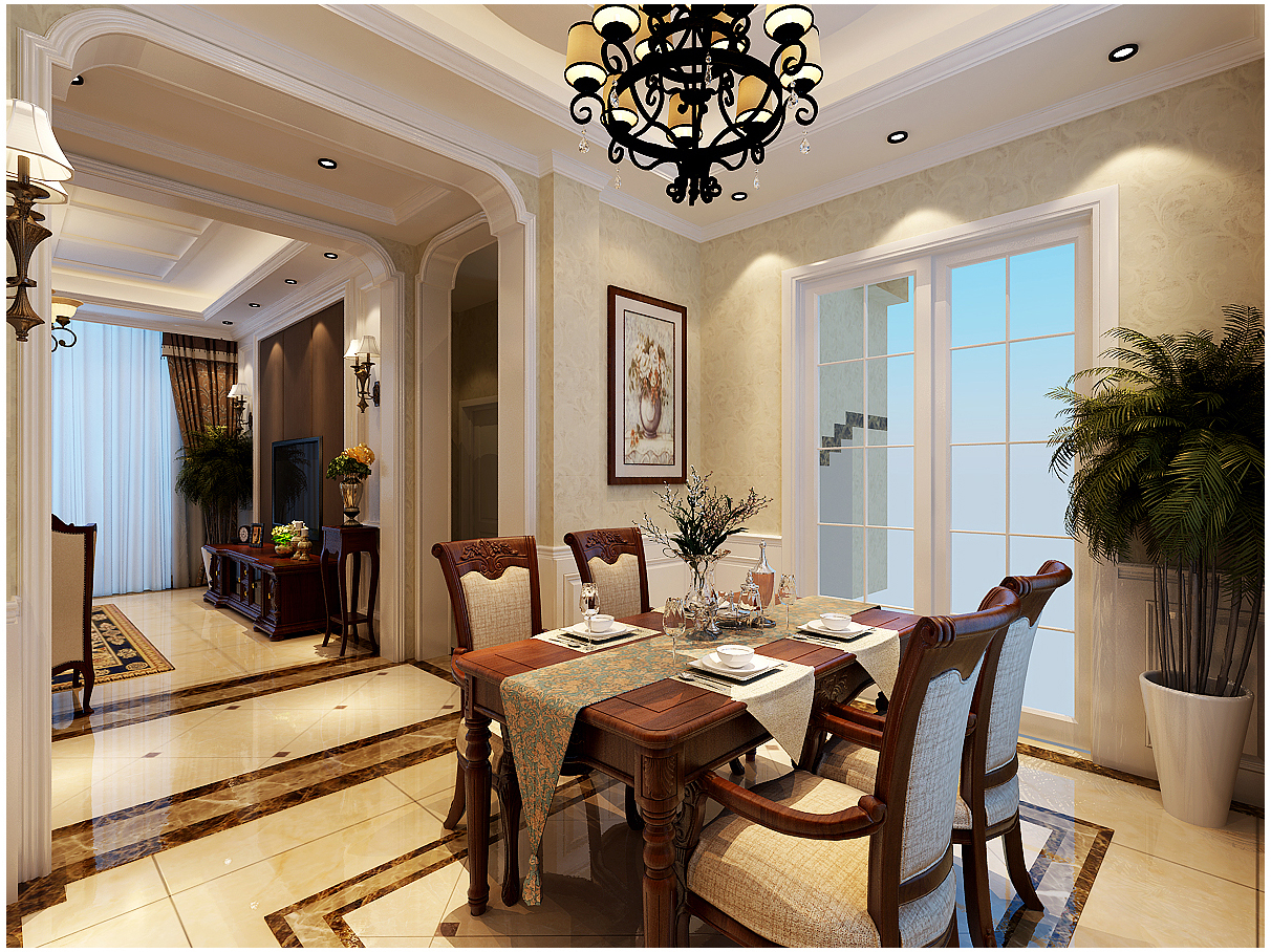 郑州天伦庄园别墅装修设计 美式风格实景样板间赏析