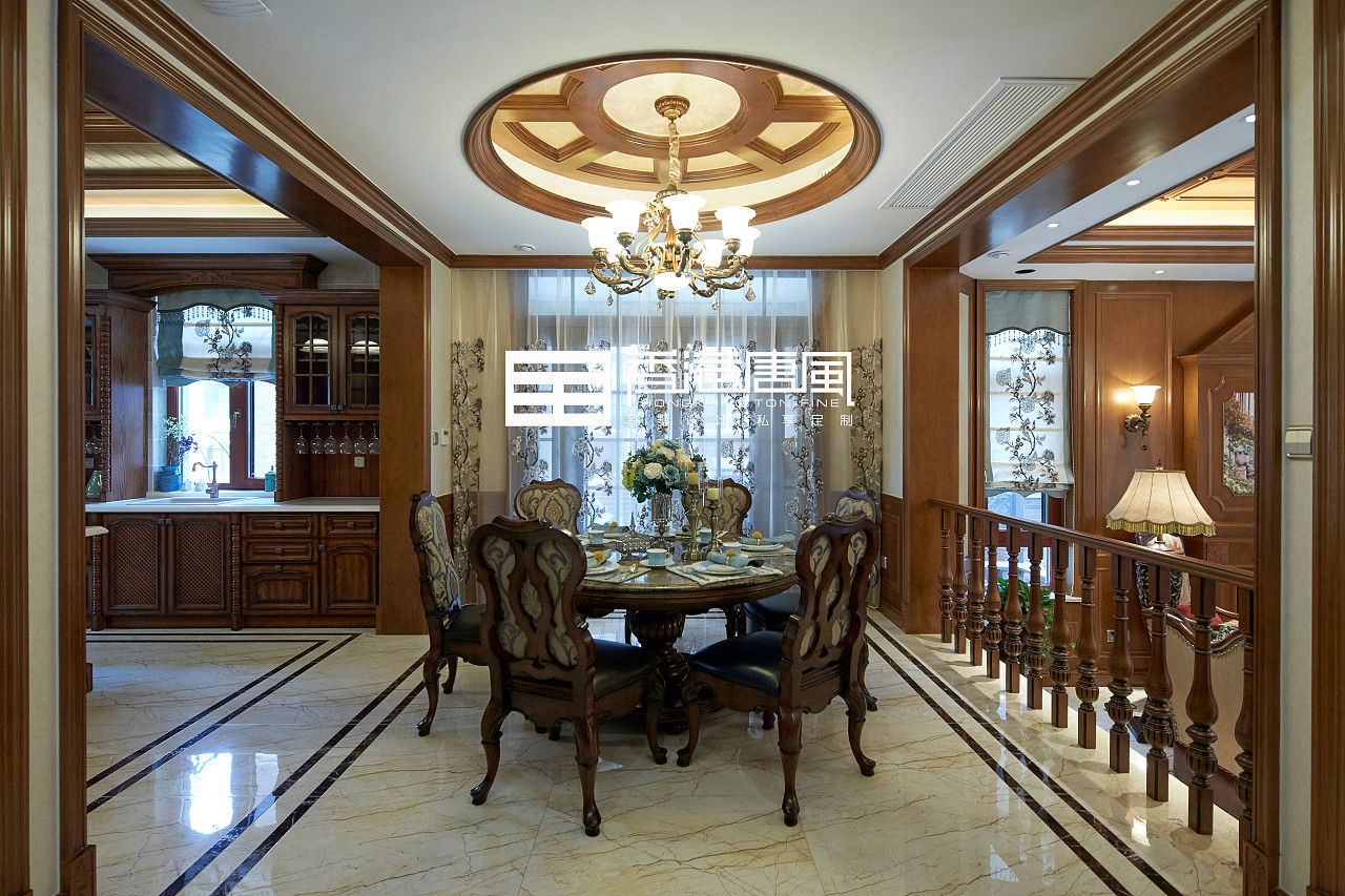 济南中海铂宫美式风格别墅装修实景图 | 香港唐风室内装饰设计